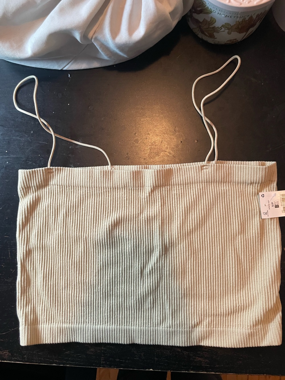 Ardene Cream Ribbed Tank Top with Spaghetti Straps